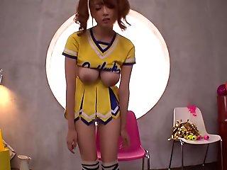 Shion Utsunomiya is a nasty cheerleader ready for a stiff dildo