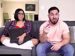 Little Asians - Lucky Dude Caught His Big Assed Roommate Playing With Her Vibrator And Helps Her Cum